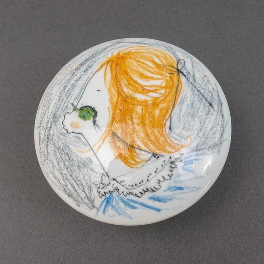 Milvia Quadrifoglio Italy Vintage Hand Painted Pottery Lidded Trinket Powder Box