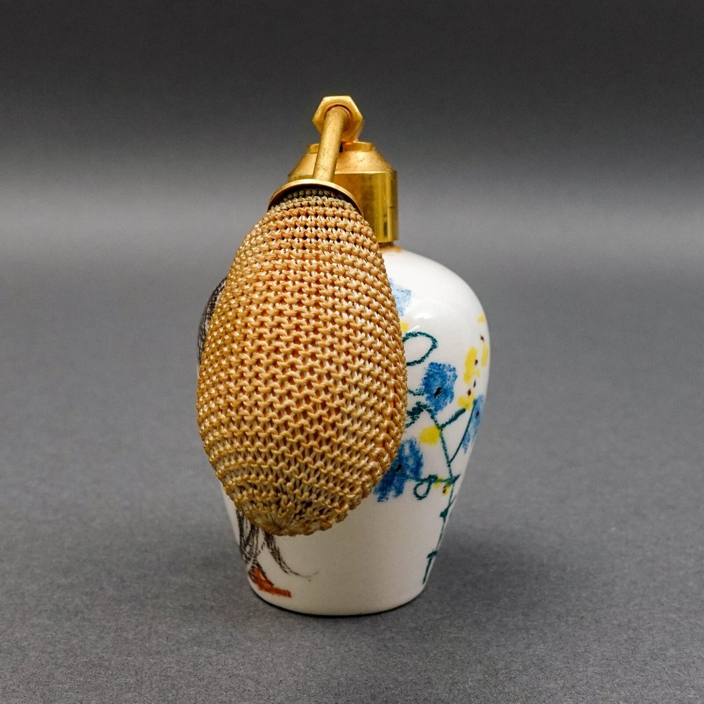 Milvia Quadrifoglio Italy Vintage Painted Pottery Perfume Atomizer Bottle (Read)