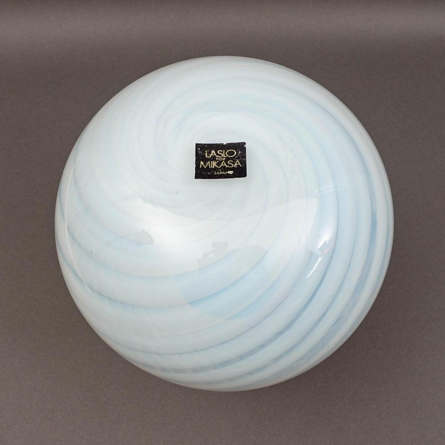 Laslo For Mikasa Japan Vintage Pink Opal White Swirl Art Glass Vase 10 7/8"