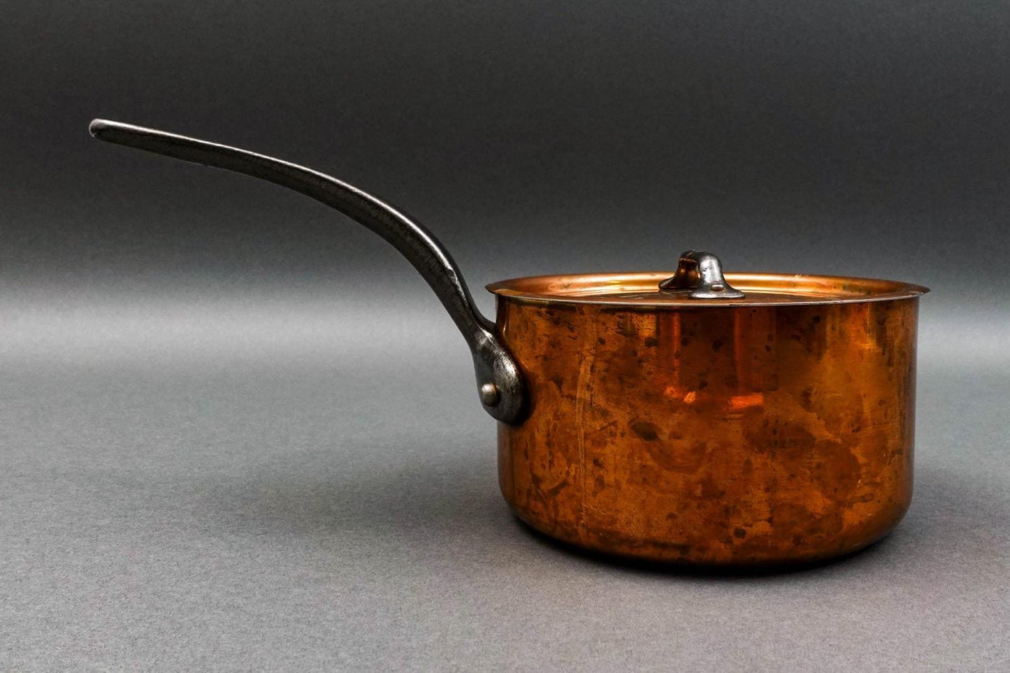 Mauviel 1830 France Copper Cast Iron Handled Sauce Pan With Lid