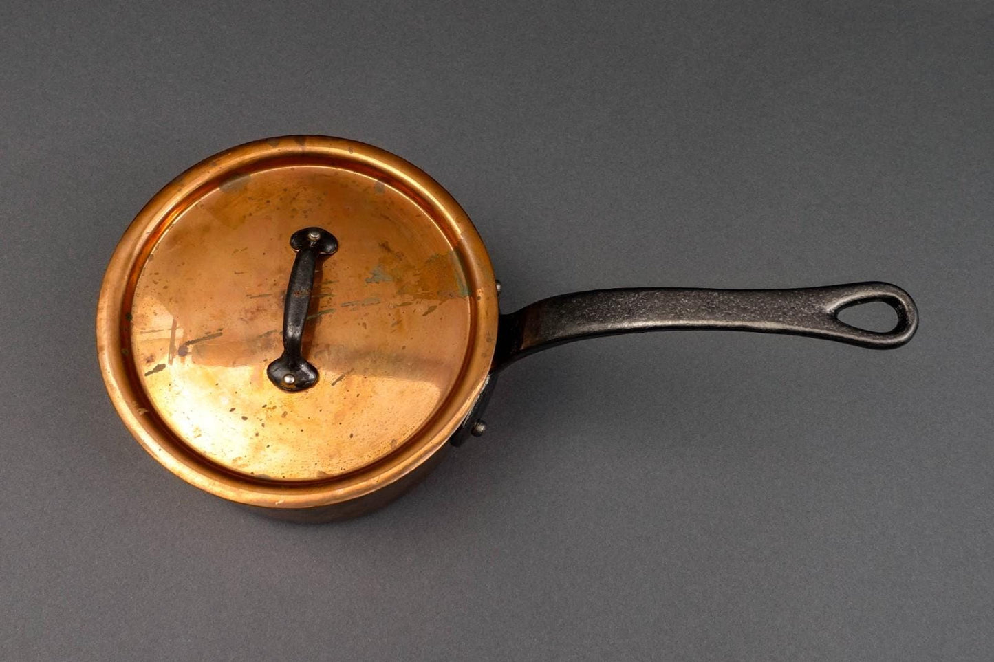 Mauviel 1830 France Copper Cast Iron Handled Sauce Pan With Lid