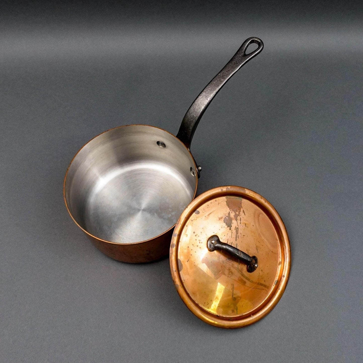 Mauviel 1830 France Copper Cast Iron Handled Sauce Pan With Lid