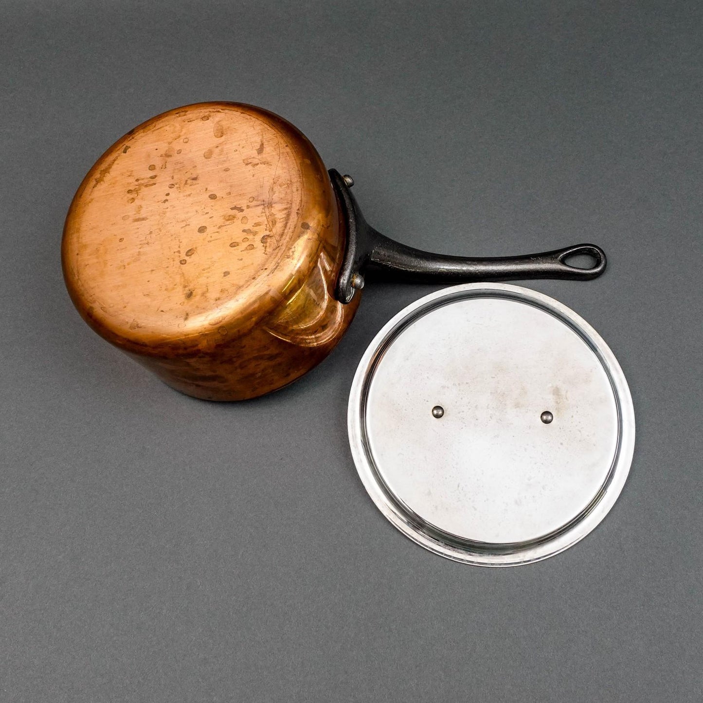 Mauviel 1830 France Copper Cast Iron Handled Sauce Pan With Lid