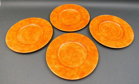 Este Italy Neiman Marcus Orange Sponge 12 7/8" Charger Service Plate Set Of 4