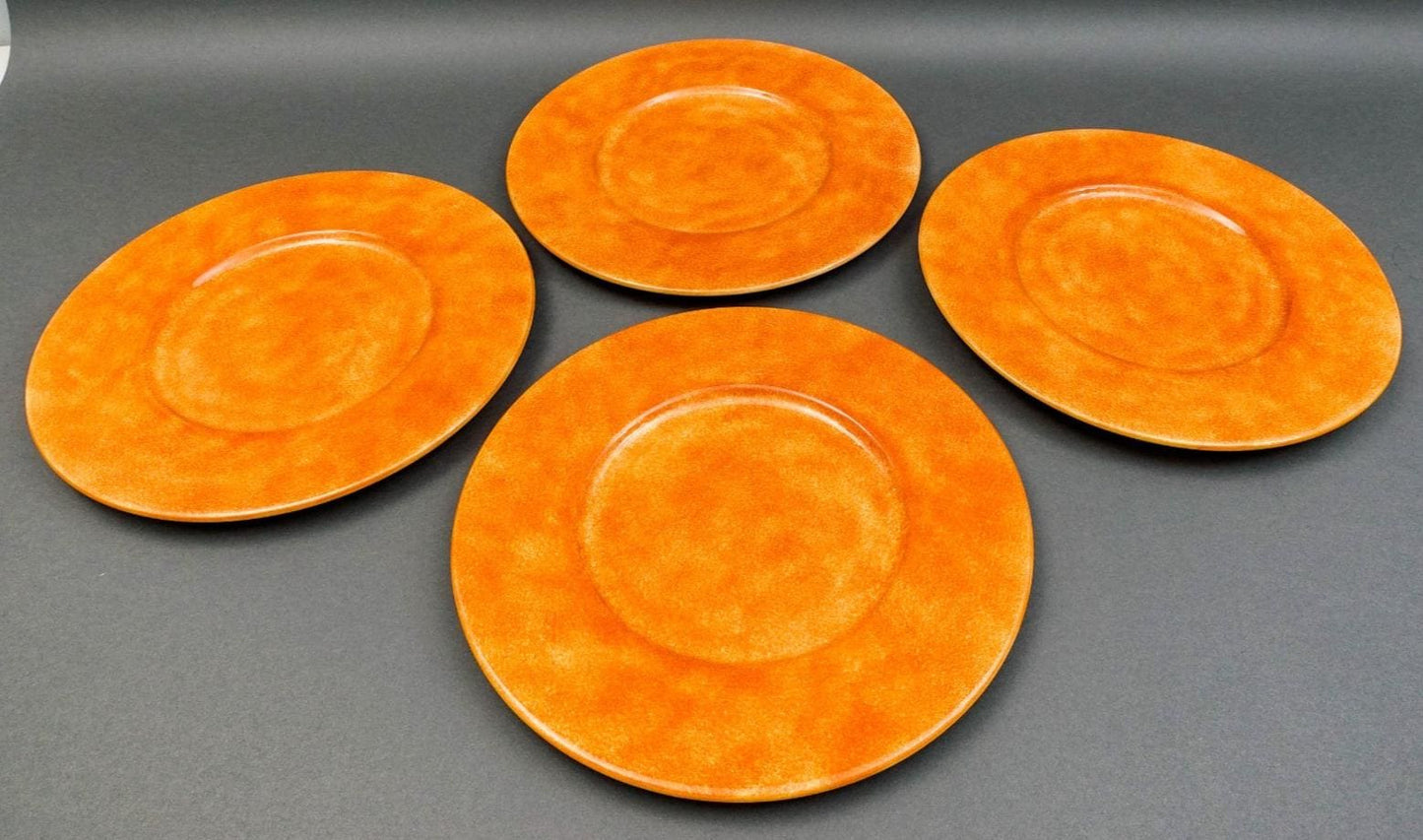Este Italy Neiman Marcus Orange Sponge 12 7/8" Charger Service Plate Set Of 4