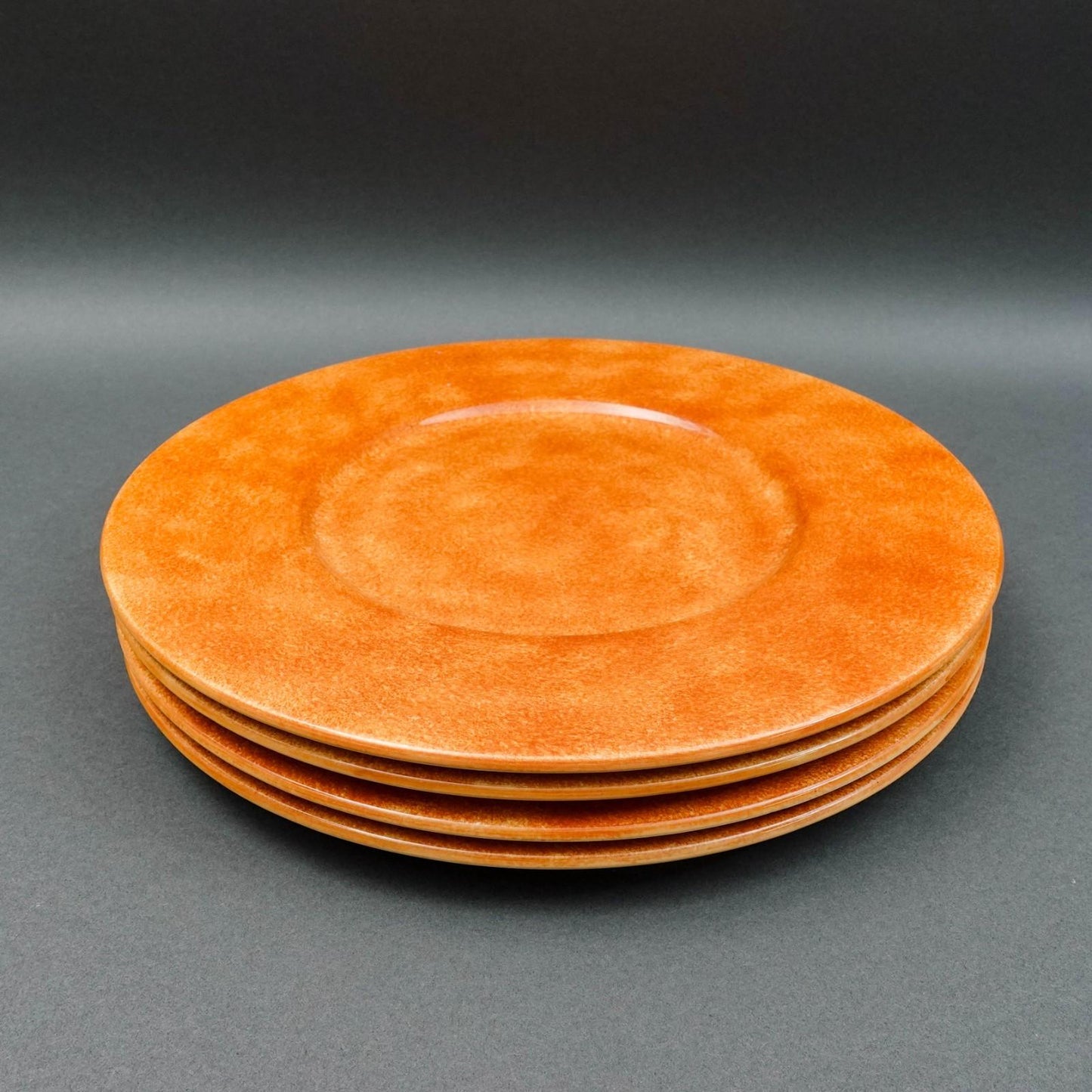 Este Italy Neiman Marcus Orange Sponge 12 7/8" Charger Service Plate Set Of 4