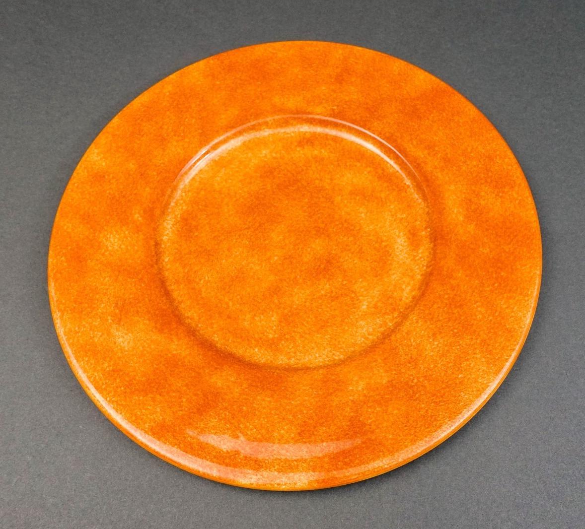 Este Italy Neiman Marcus Orange Sponge 12 7/8" Charger Service Plate Set Of 4