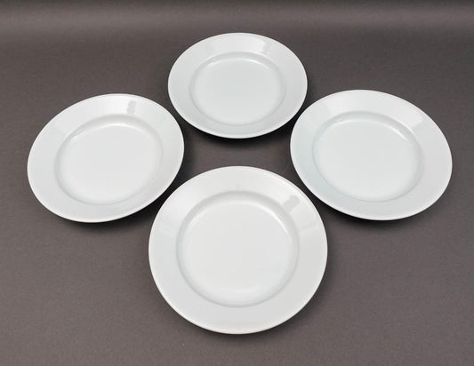 Apilco France White Porcelain 9" Shallow Soup Pasta Salad Bowl Set Of 4