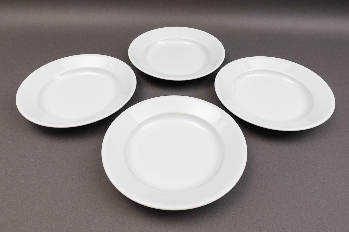 Apilco France White Porcelain 9" Shallow Soup Pasta Salad Bowl Set Of 4