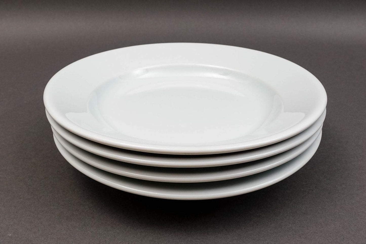 Apilco France White Porcelain 9" Shallow Soup Pasta Salad Bowl Set Of 4