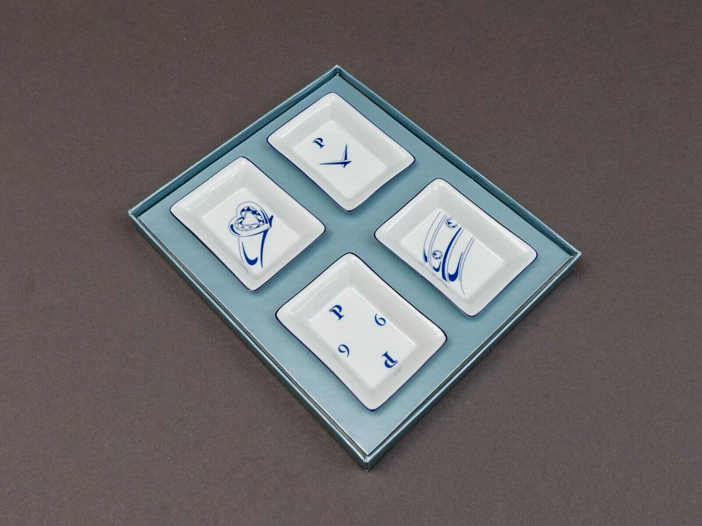 Piaget Artoria Limoges France Porcelain Trinket Dish Tray Gift Set Of 4