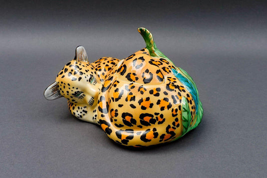 Lynn Chase Designs Jaguar Jungle Porcelain Covered Jar Candy Nut Dish NWT