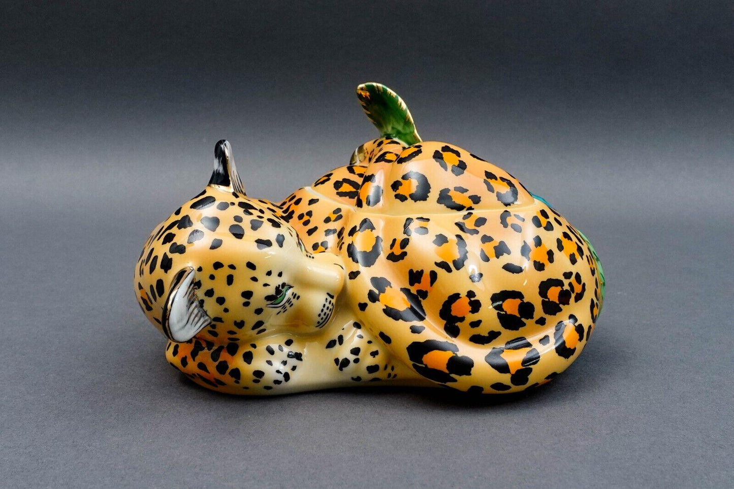 Lynn Chase Designs Jaguar Jungle Porcelain Covered Jar Candy Nut Dish NWT