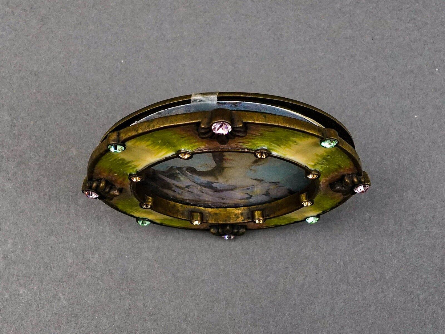 Jay Strongwater Swarovski Crystals Enameled Round MIni Photo Picture Frame 3"