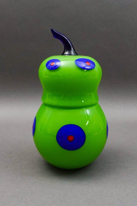 Shafaq Malik B.A.G. Czech Borovier & Toso Green Art Glass Pear Candy Jar (Read)