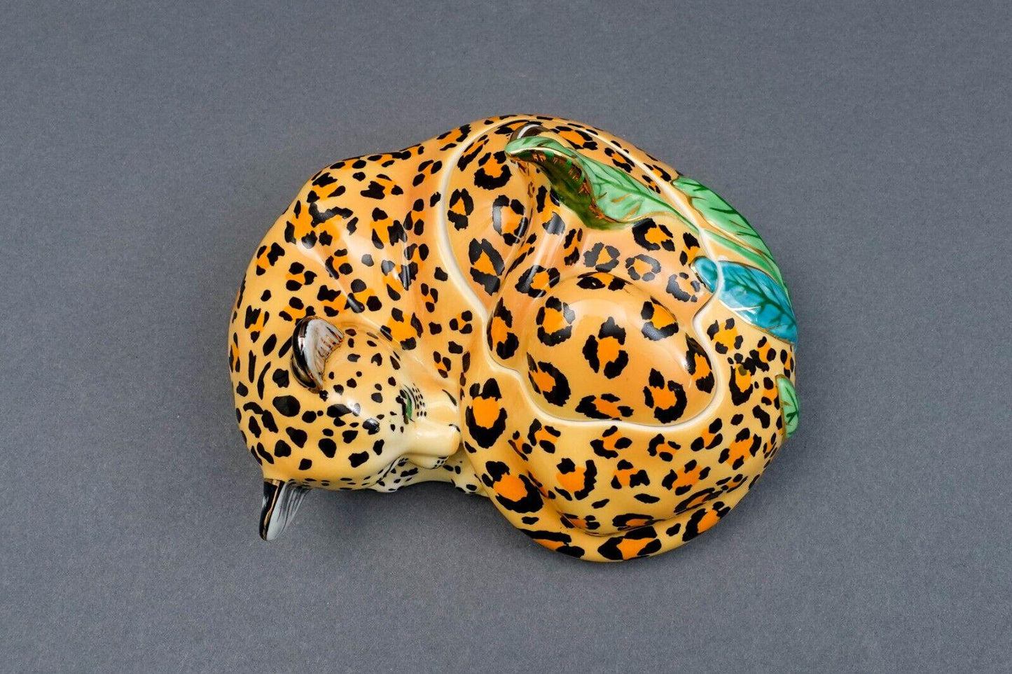 Lynn Chase Designs Jaguar Jungle Porcelain Covered Jar Candy Nut Dish NWT