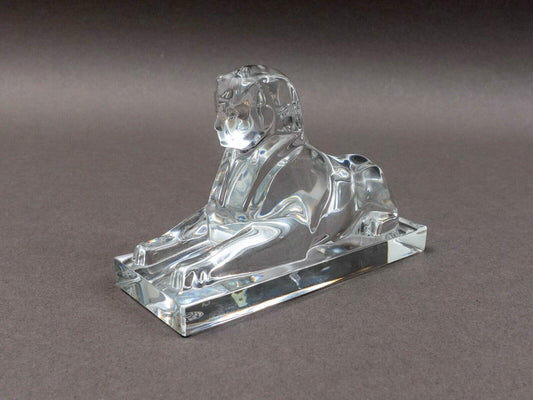 Baccarat France Signed Crystal Sphinx Art Glass Paperweight Figurine Sculpture