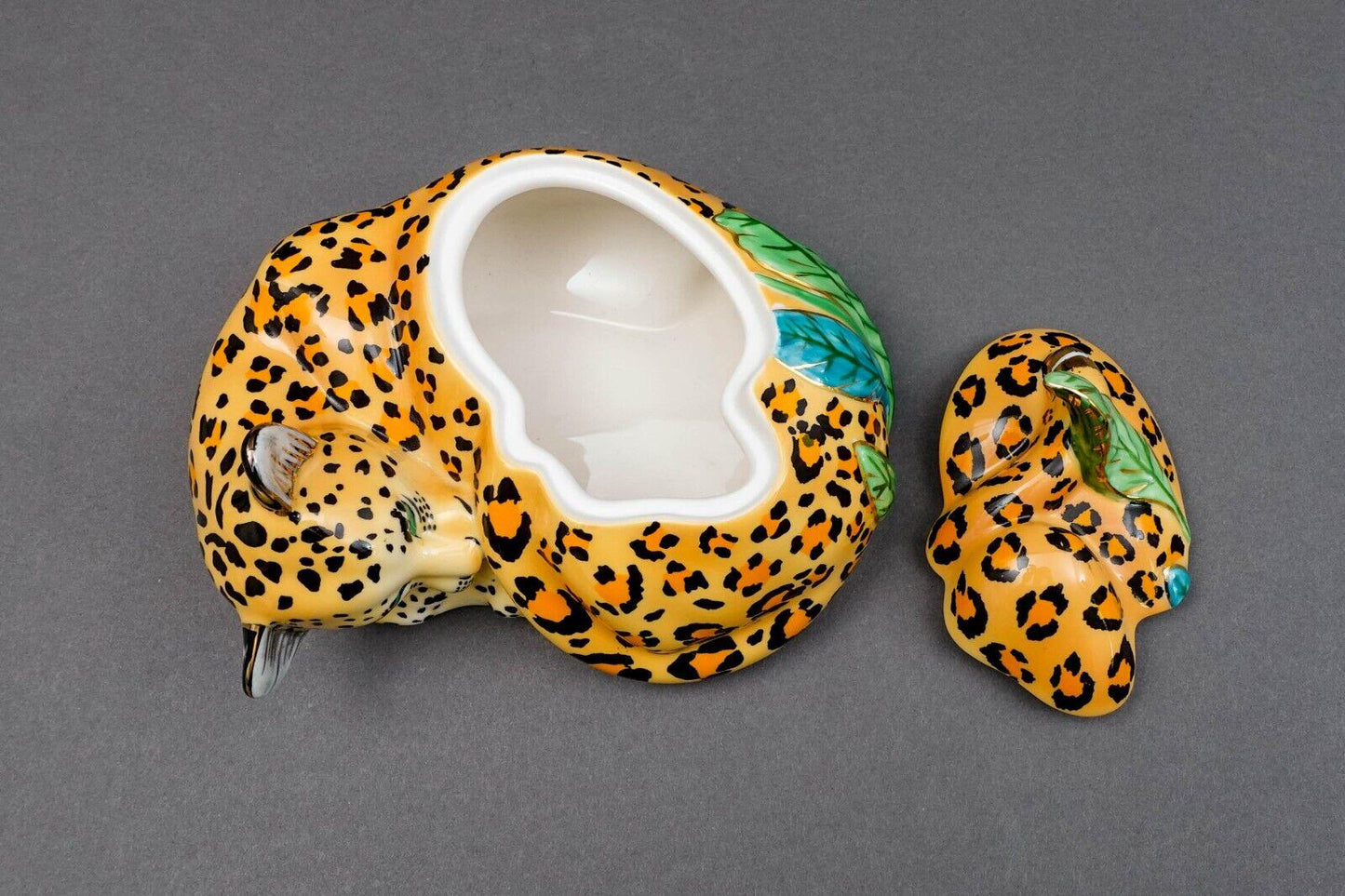 Lynn Chase Designs Jaguar Jungle Porcelain Covered Jar Candy Nut Dish NWT