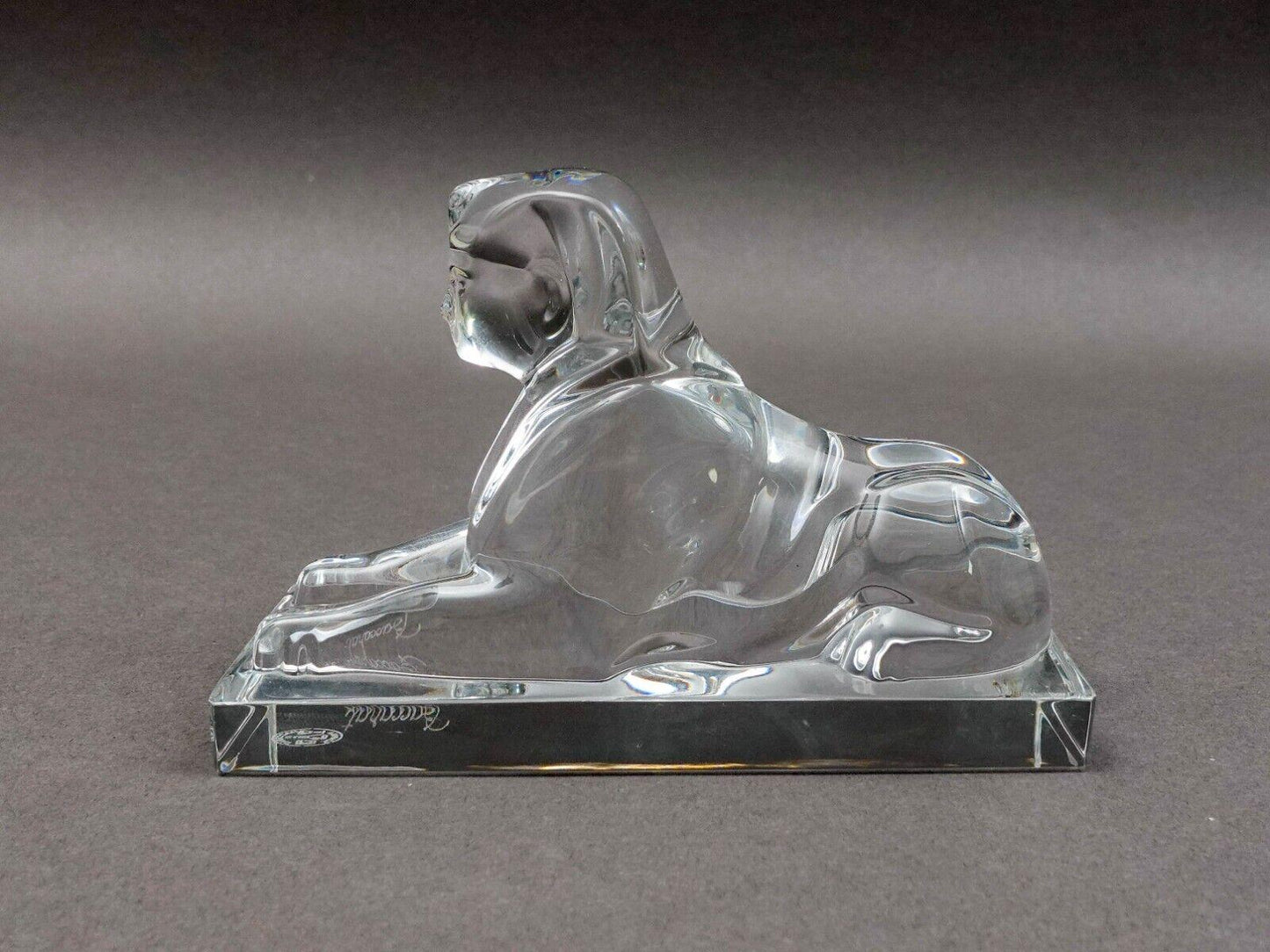 Baccarat France Signed Crystal Sphinx Art Glass Paperweight Figurine Sculpture