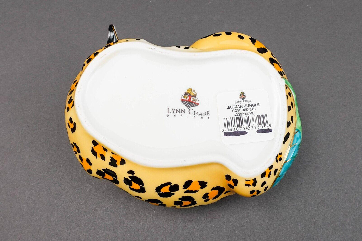Lynn Chase Designs Jaguar Jungle Porcelain Covered Jar Candy Nut Dish NWT