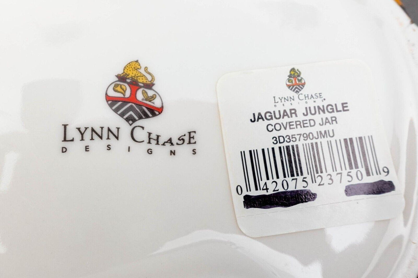 Lynn Chase Designs Jaguar Jungle Porcelain Covered Jar Candy Nut Dish NWT