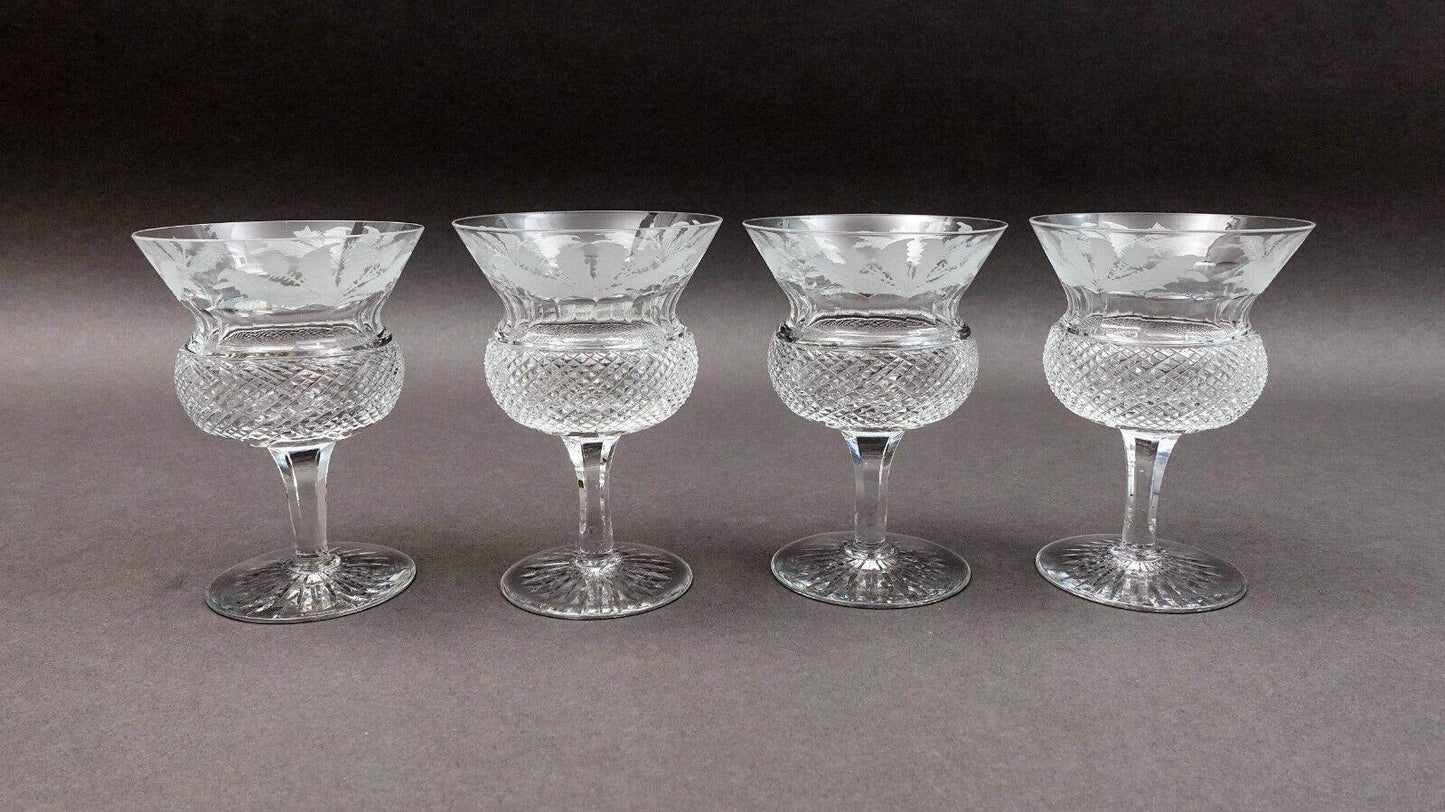 Edinburgh Crystal Scotland Thistle 4 7/8" Champagne Sherbet Glasses Set Of 4