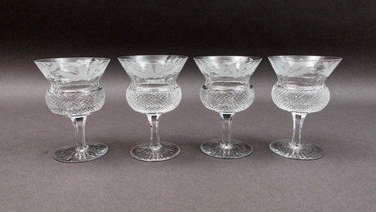 Edinburgh Crystal Scotland Thistle 4 7/8" Champagne Sherbet Glasses Set Of 4