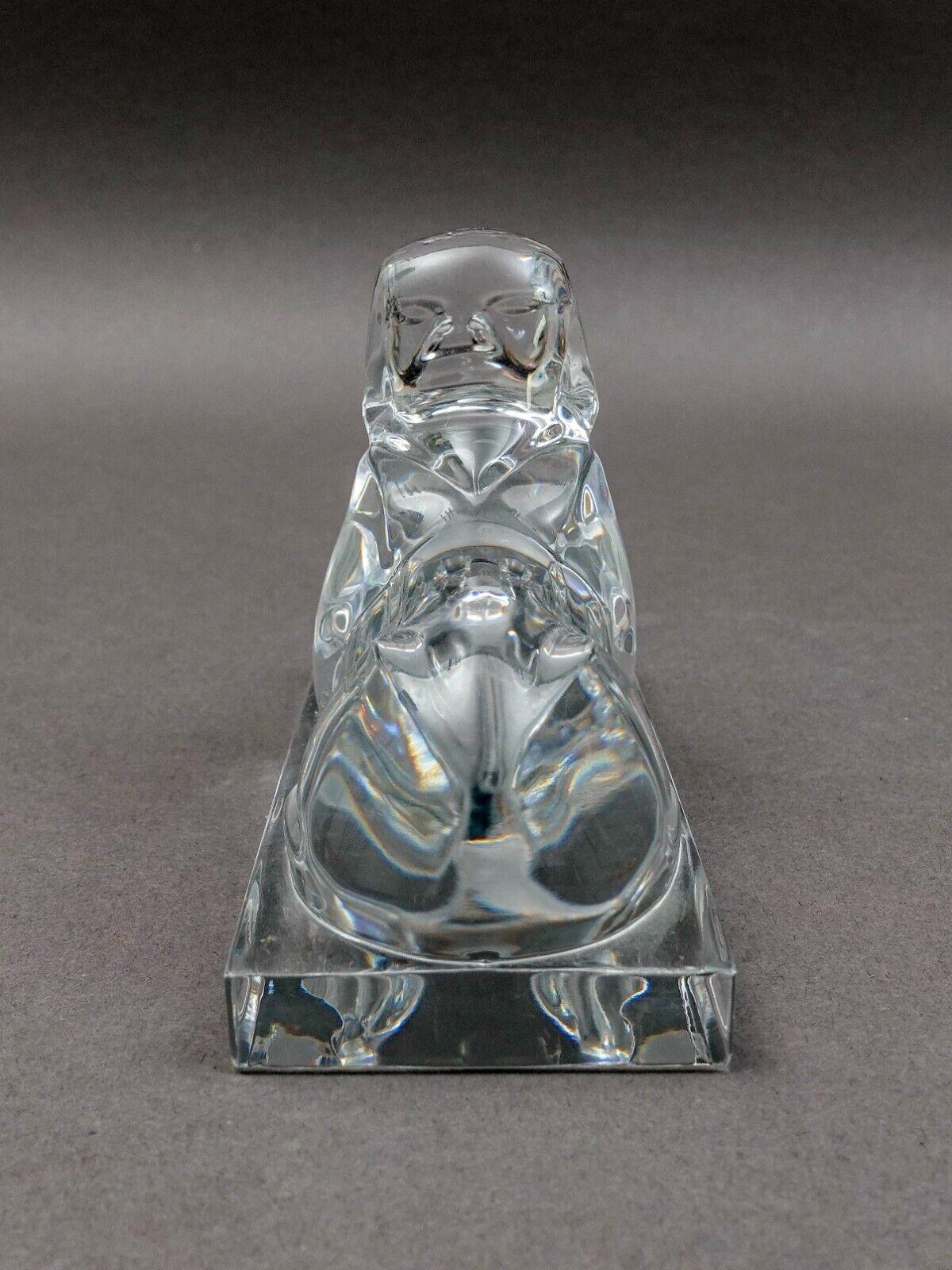Baccarat France Signed Crystal Sphinx Art Glass Paperweight Figurine Sculpture