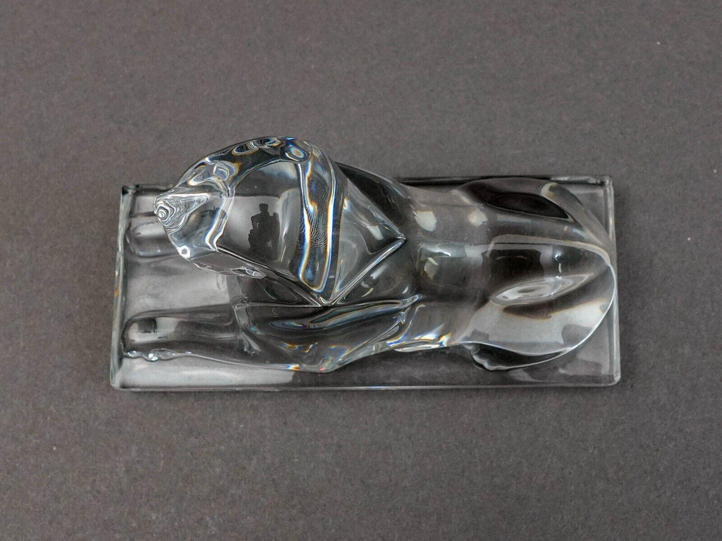 Baccarat France Signed Crystal Sphinx Art Glass Paperweight Figurine Sculpture