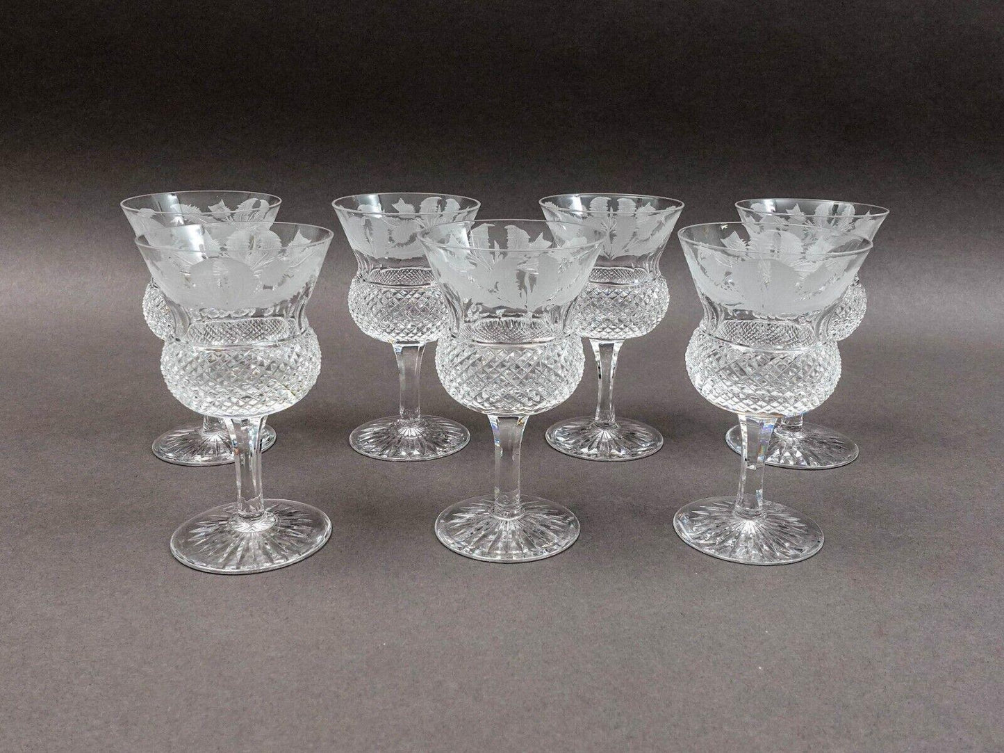 Edinburgh Crystal Scotland Thistle 4 1/4" Sherry Glasses Set Of 5