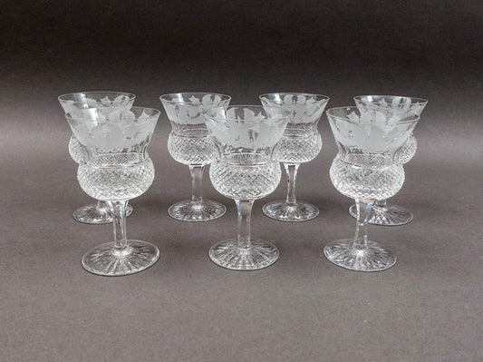 Edinburgh Crystal Scotland Thistle 4 1/4" Sherry Glasses Set Of 5