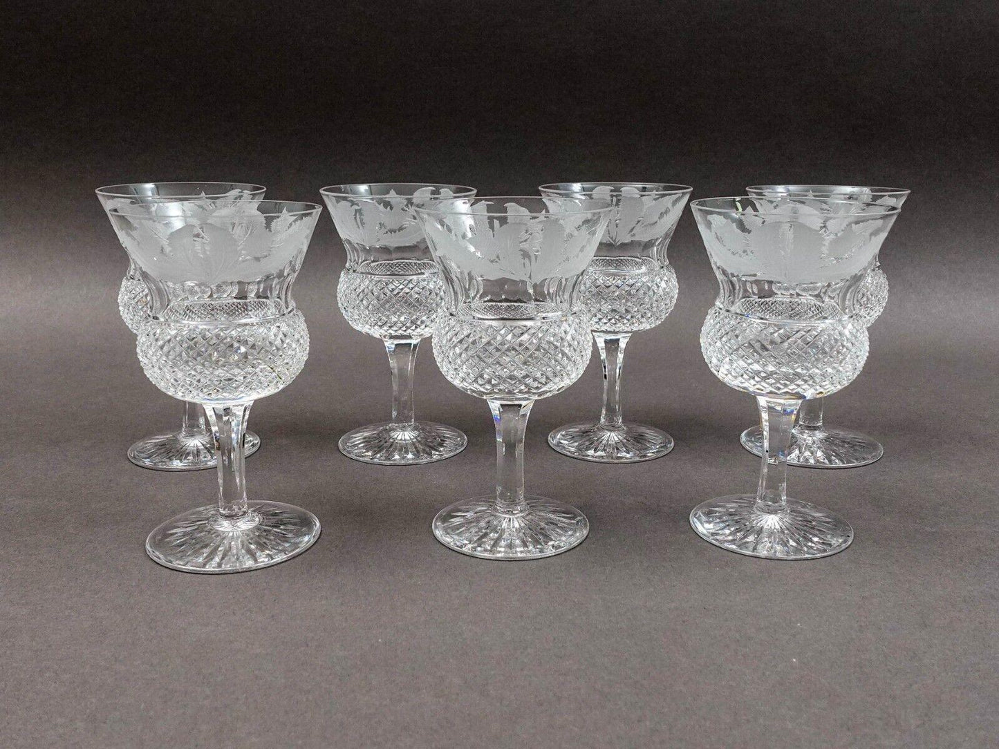 Edinburgh Crystal Scotland Thistle 4 1/4" Sherry Glasses Set Of 5