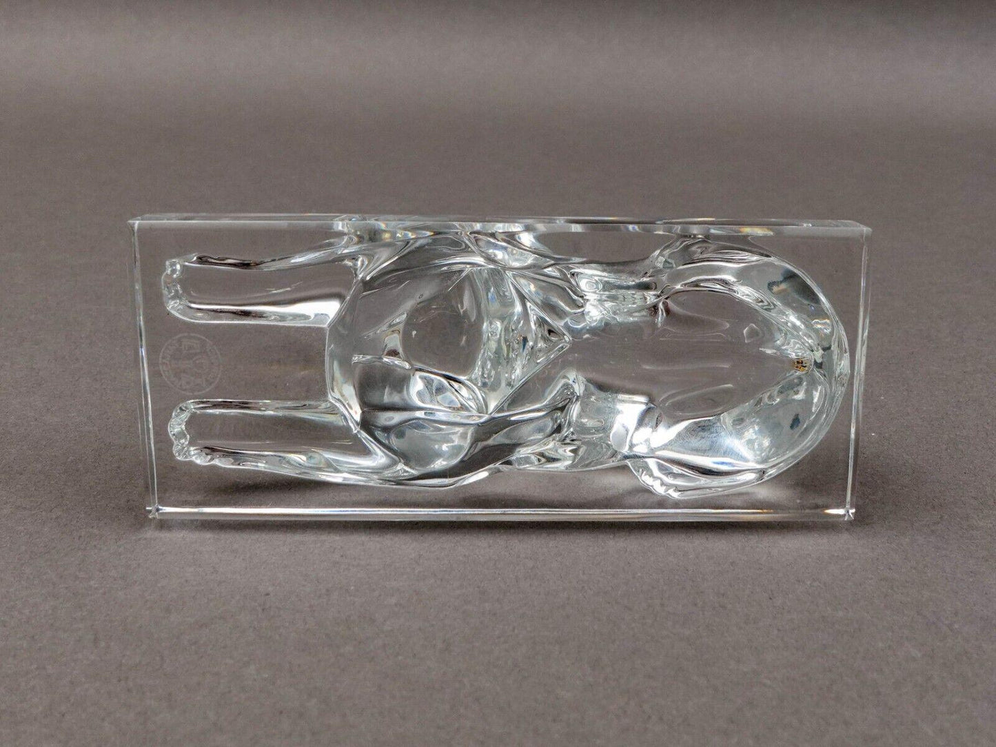 Baccarat France Signed Crystal Sphinx Art Glass Paperweight Figurine Sculpture