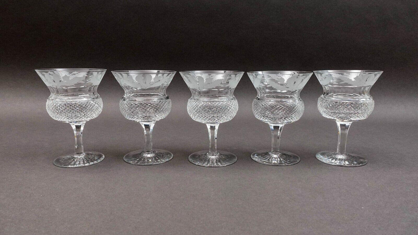 Edinburgh Crystal Scotland Thistle 4 7/8" Champagne Sherbet Glasses Set Of 5