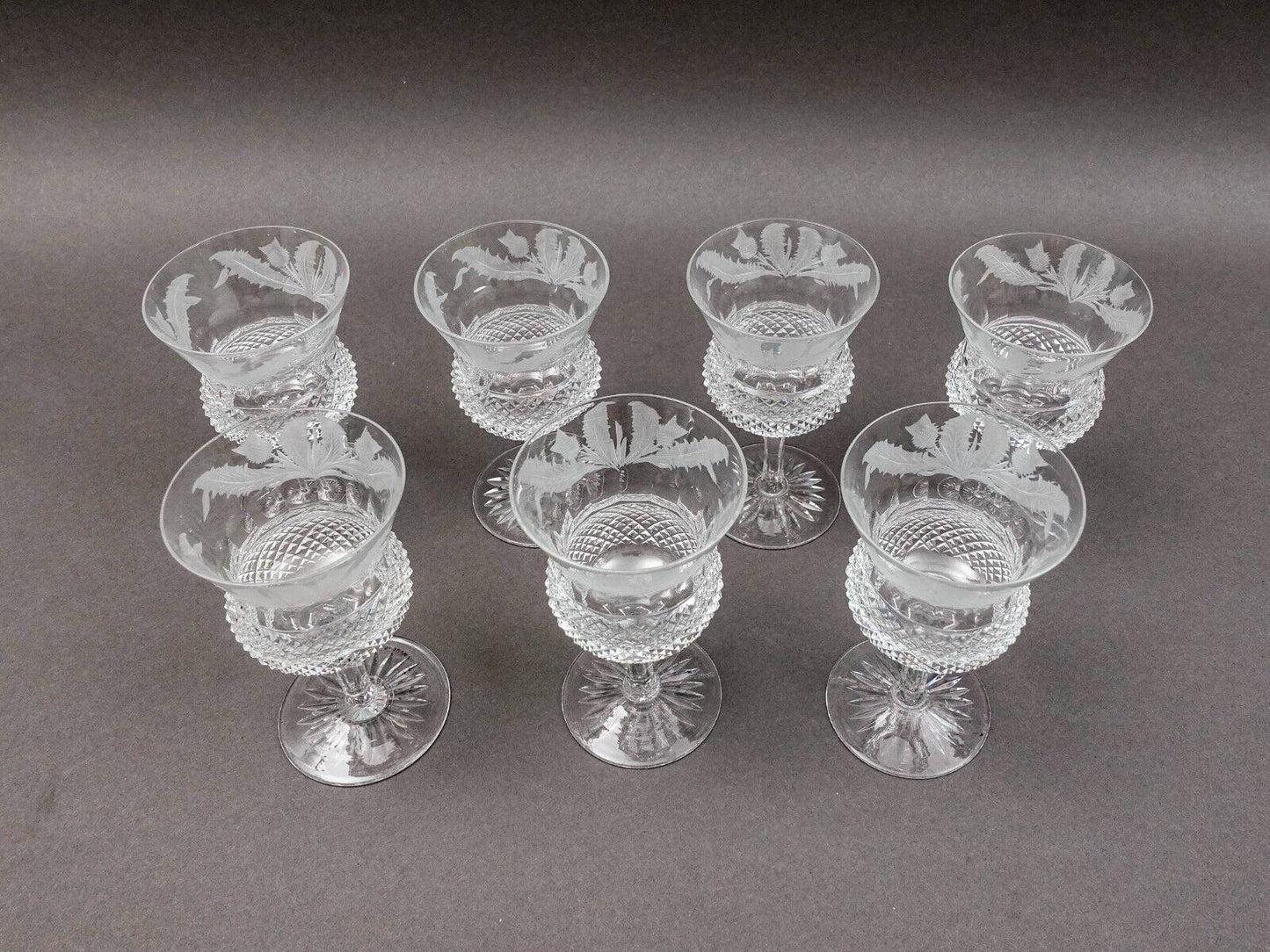 Edinburgh Crystal Scotland Thistle 4 1/4" Sherry Glasses Set Of 5