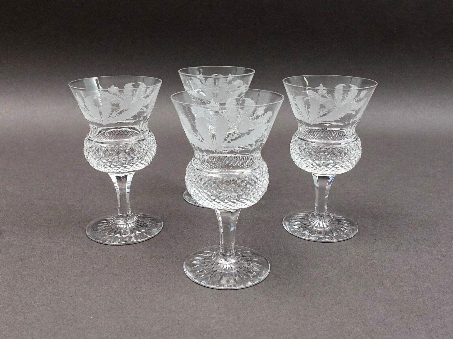 Edinburgh Crystal Scotland Thistle 4 7/8" Champagne Sherbet Glasses Set Of 5