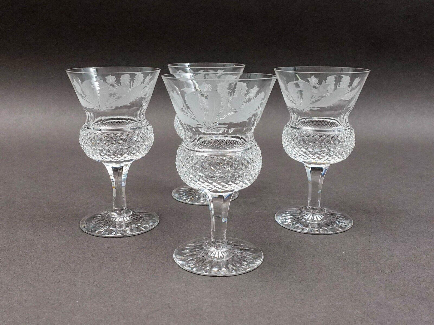 Edinburgh Crystal Scotland Thistle 4 7/8" Champagne Sherbet Glasses Set Of 5