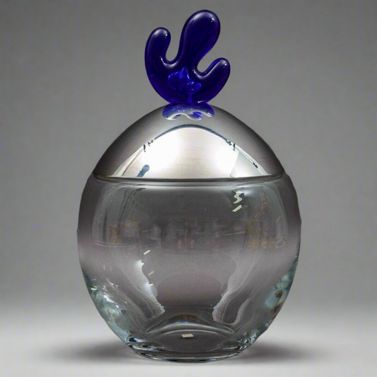 Alessi Italy Joanna Lyle "Big Ovo" Large Inox Glass Biscuit Cookie Jar 12 1/2"