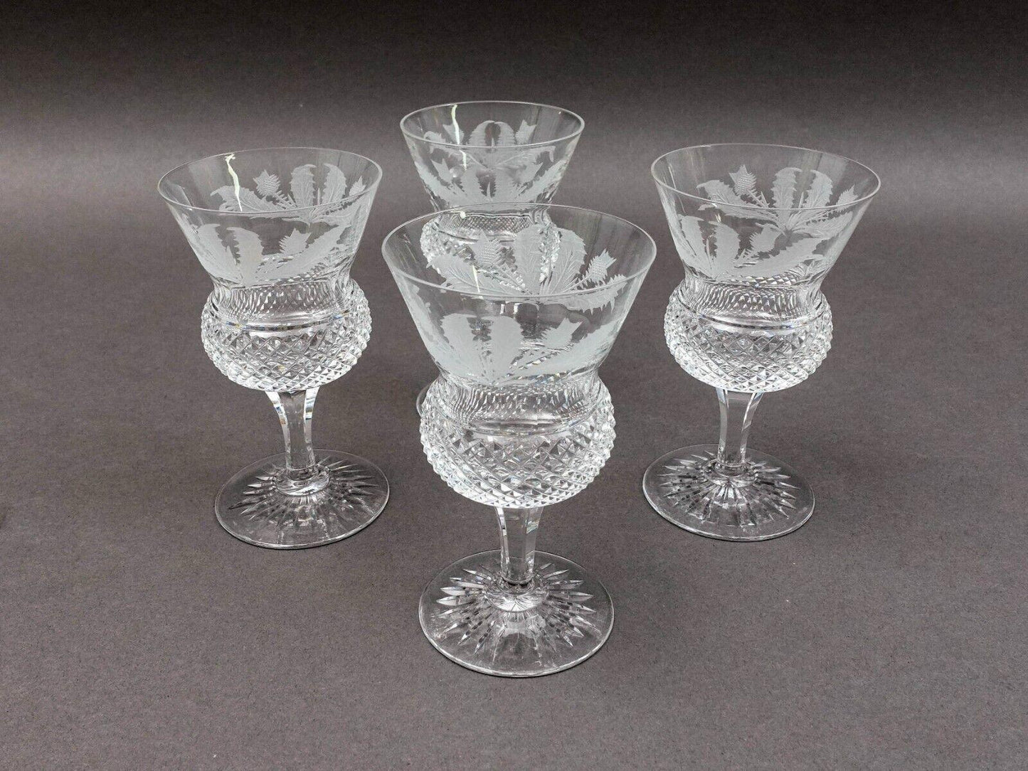 Edinburgh Crystal Scotland Thistle 4 7/8" Champagne Sherbet Glasses Set Of 5