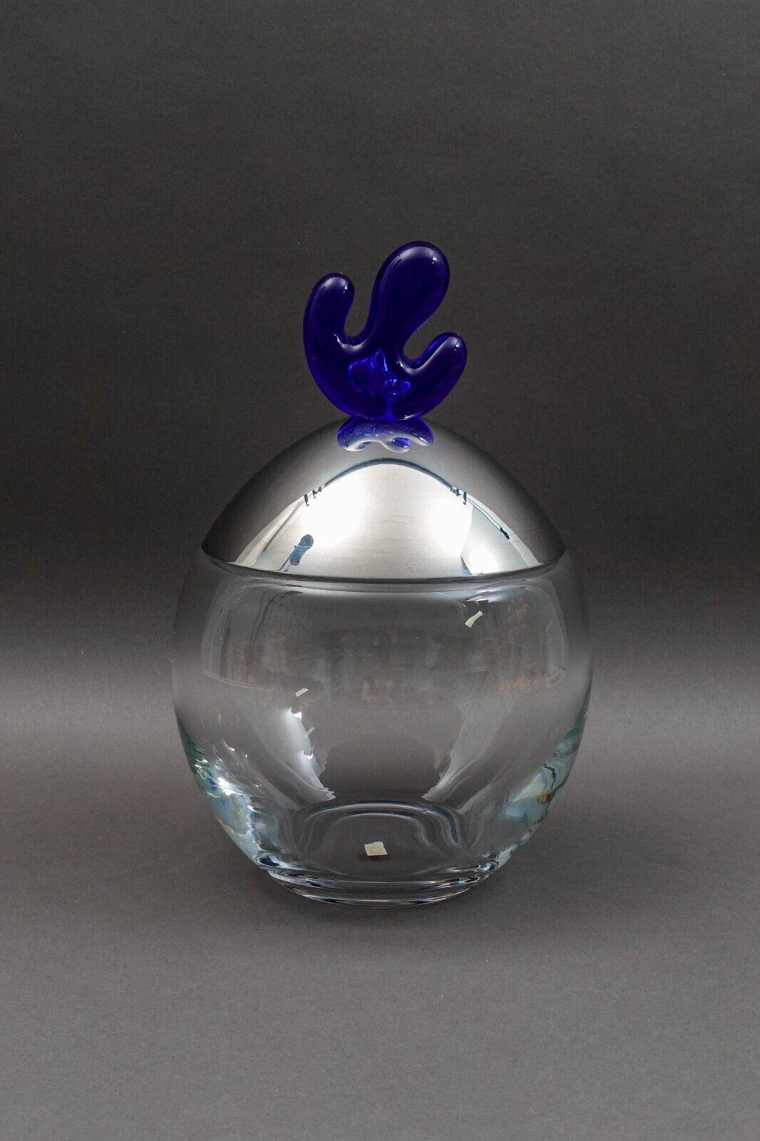 Alessi Italy Joanna Lyle "Big Ovo" Large Inox Glass Biscuit Cookie Jar 12 1/2"