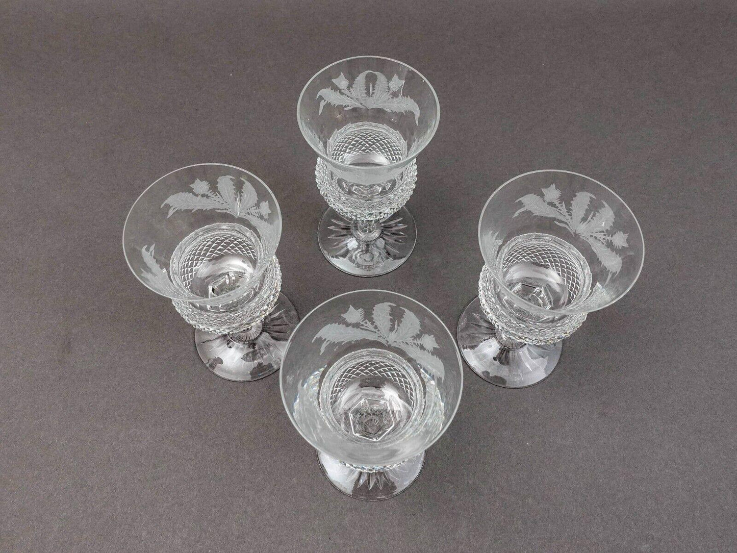 Edinburgh Crystal Scotland Thistle 4 7/8" Champagne Sherbet Glasses Set Of 5