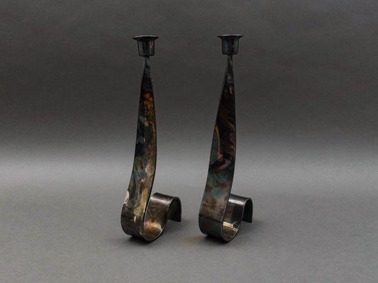 FALA Italy Guido Neist Modernist Silver Plated Candlestick Candle Holder Pair