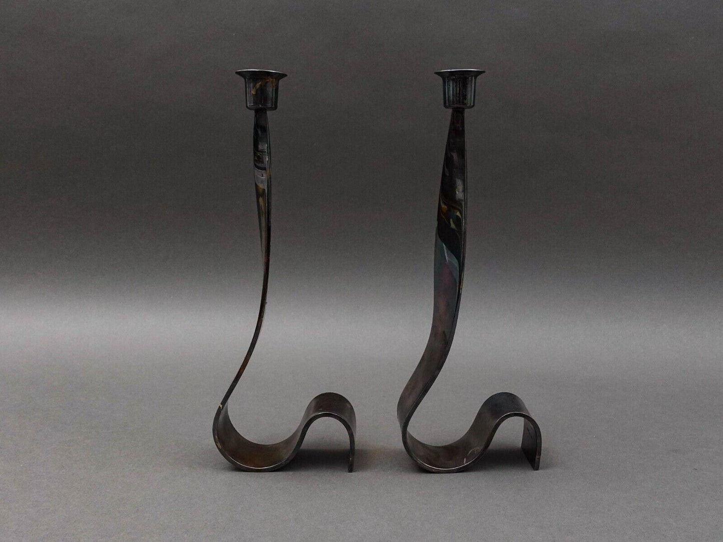 FALA Italy Guido Neist Modernist Silver Plated Candlestick Candle Holder Pair