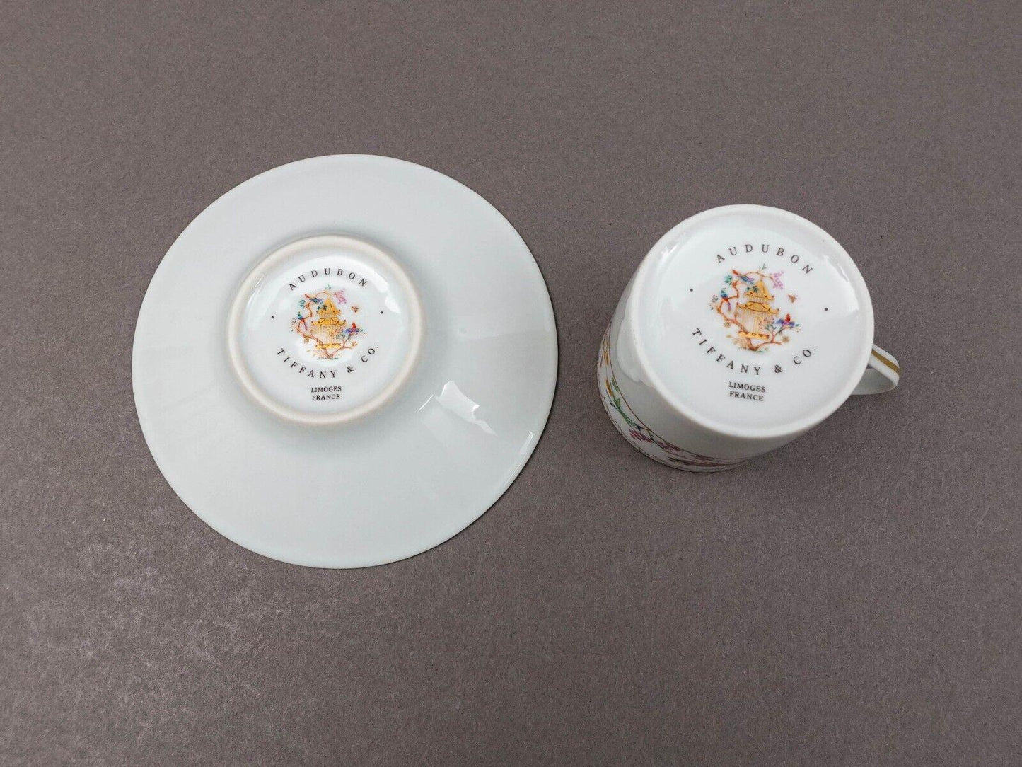 Tiffany & Co Limoges France Audubon Porcelain Espresso Demitasse Cup  Saucer