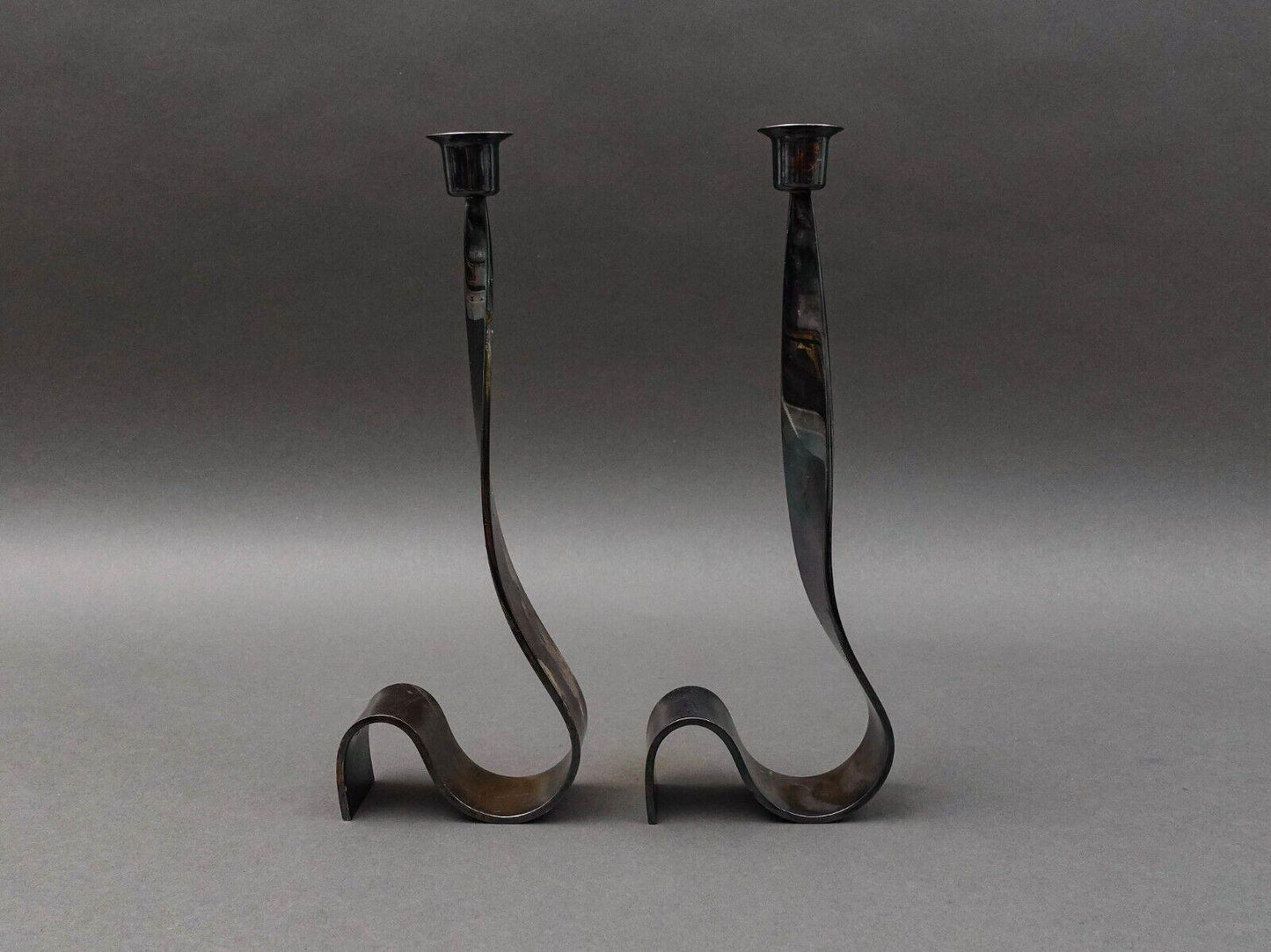 FALA Italy Guido Neist Modernist Silver Plated Candlestick Candle Holder Pair