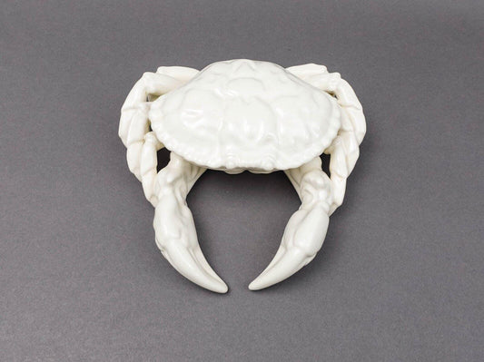 Oscar De La Renta Portugal White Porcelain Shell Crab Lidded Condiment Server