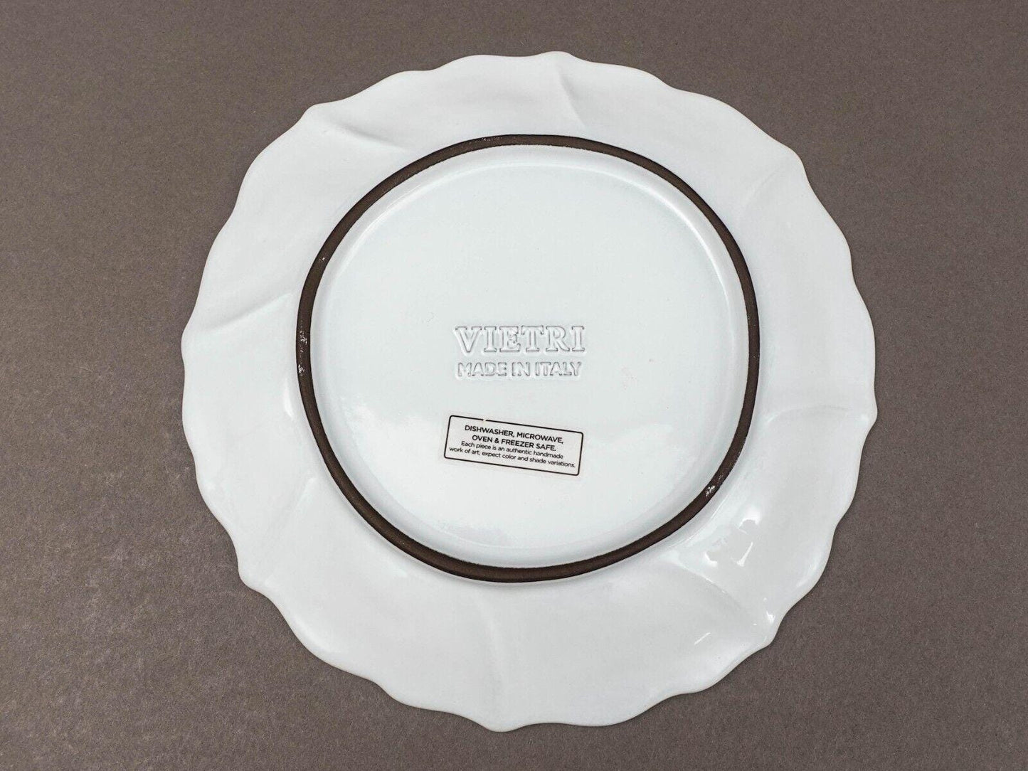Vietri Italy Incanto Ruffle White Gray 8 1/4" Salad Plate Set Of 3