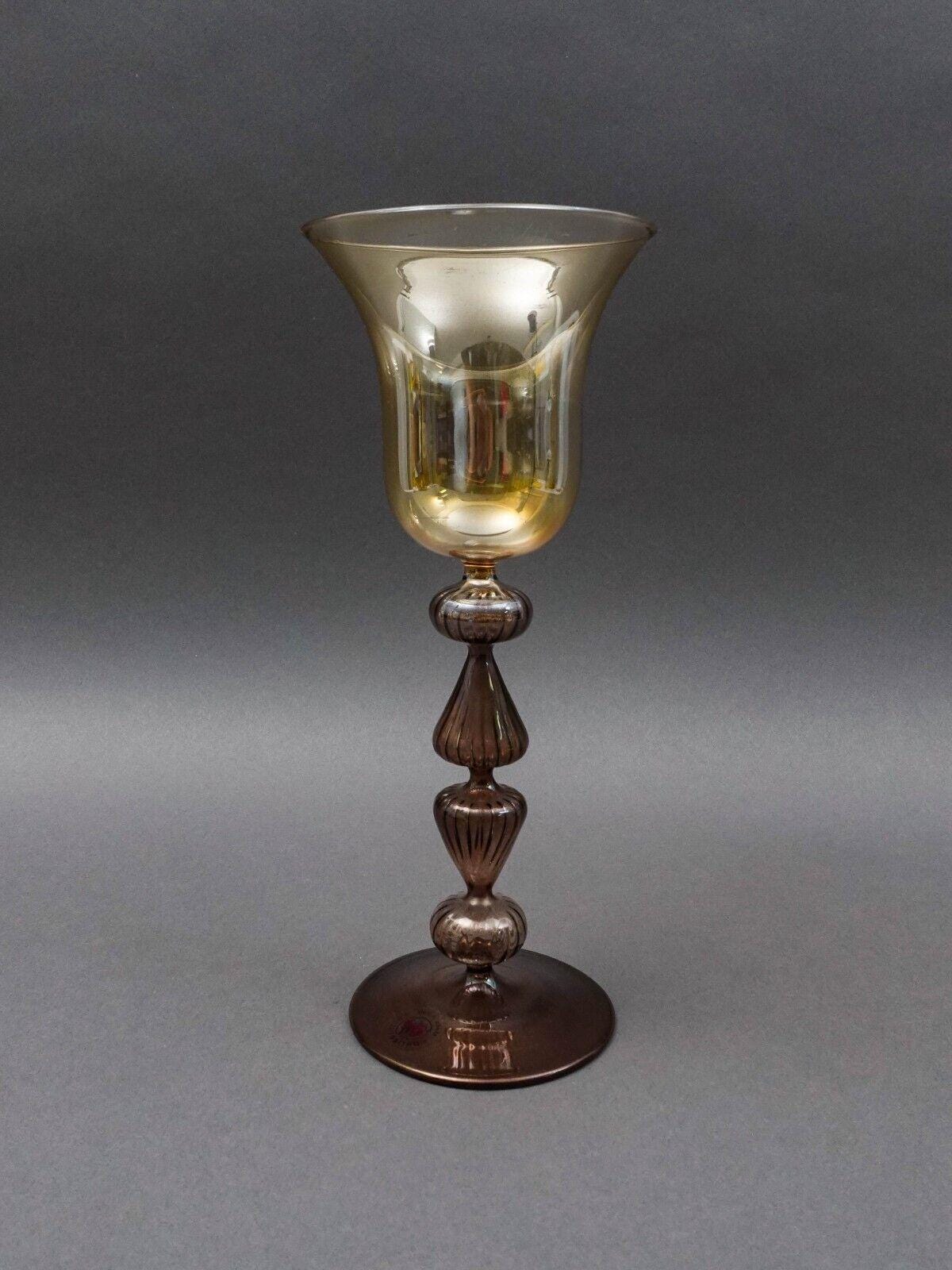 Parise Vetro Venetian Italian Murano Hand Blown Art Glass Wine Goblet Stemware