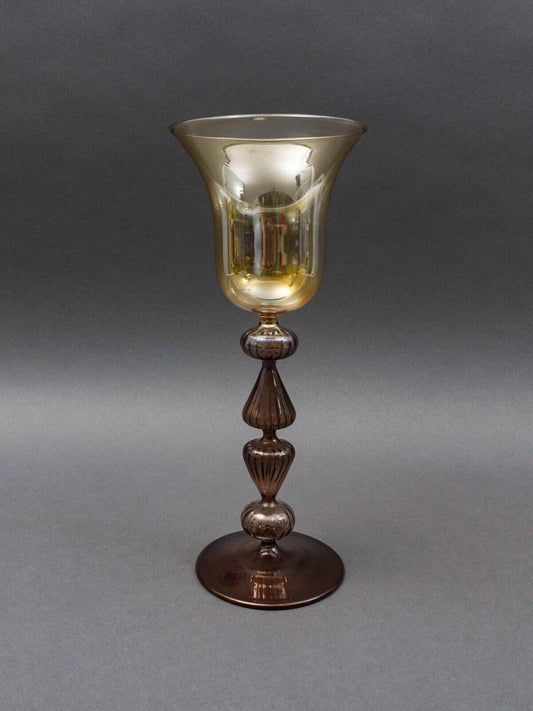 Parise Vetro Venetian Italian Murano Hand Blown Art Glass Wine Goblet Stemware