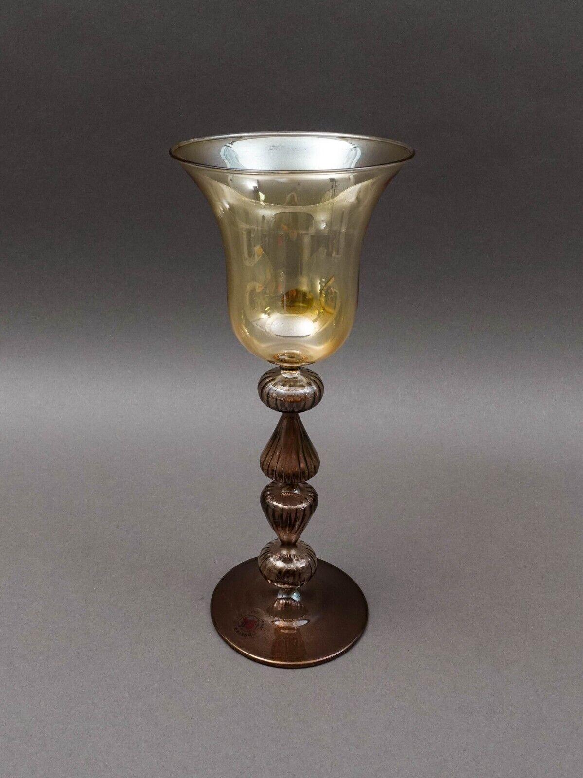 Parise Vetro Venetian Italian Murano Hand Blown Art Glass Wine Goblet Stemware